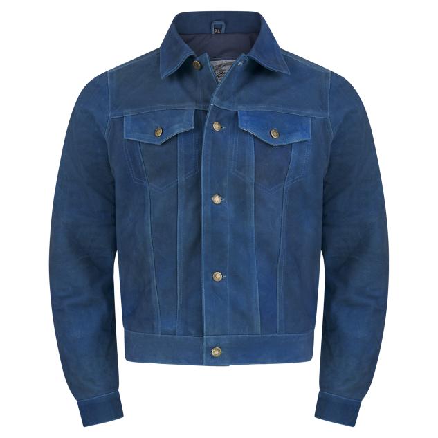 Leder-Jeans Jacke Blau 