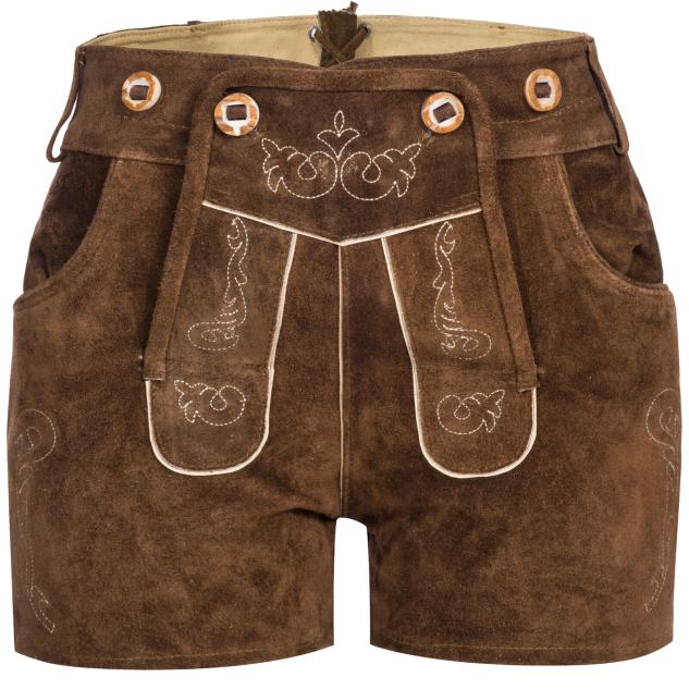 Damen Trachten Lederhose Shorts Kurz Wildleder 