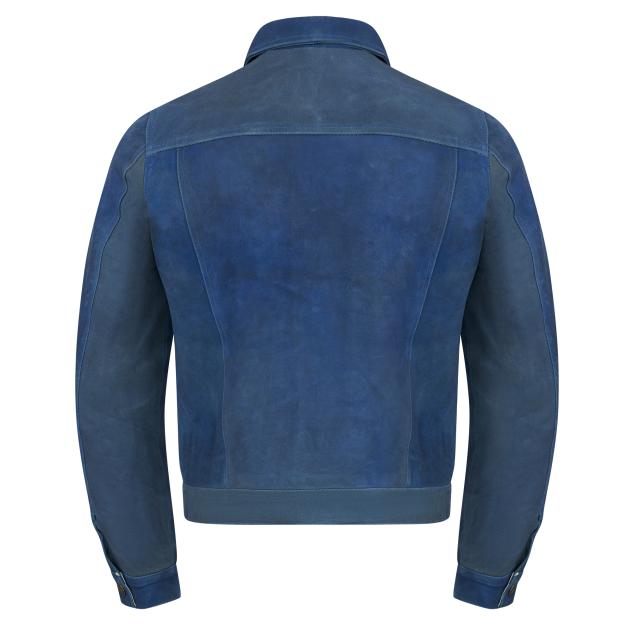 Leder-Jeans Jacke Blau 