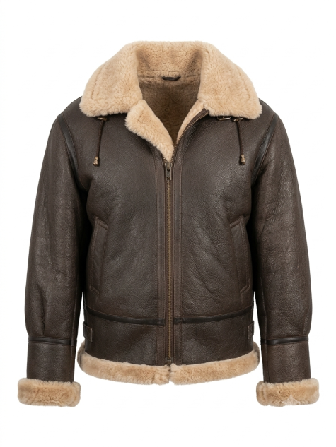 Damen Schaffell Jacke mit Kaputze M