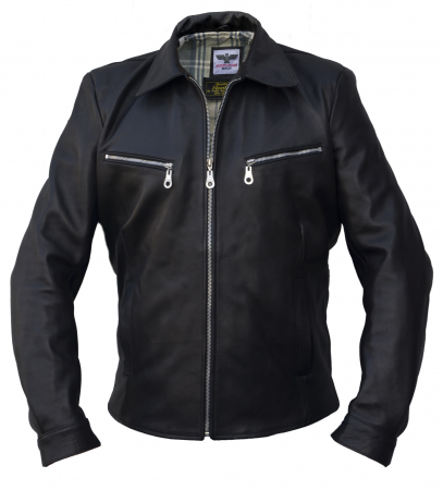Noble House Giacca In Pelle Bovina Rockabilly Marlon Brando - Colore Cognac, Taglia L, Fatte A Mano, Ispirata Anni '50