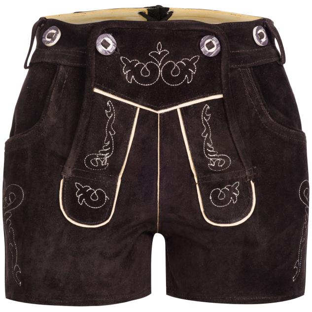 Damen Trachten Lederhose Shorts Kurz Wildleder 