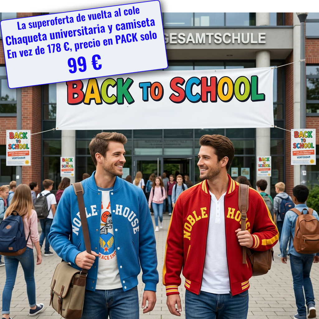 La superoferta de vuelta al cole Chaqueta universitaria y camiseta En vez de 178 €, precio en PACK solo 99 €
