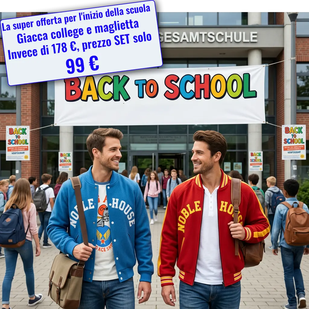 La super offerta per l'inizio della scuola Giacca college e maglietta Invece di 178 €, prezzo SET solo 99 €